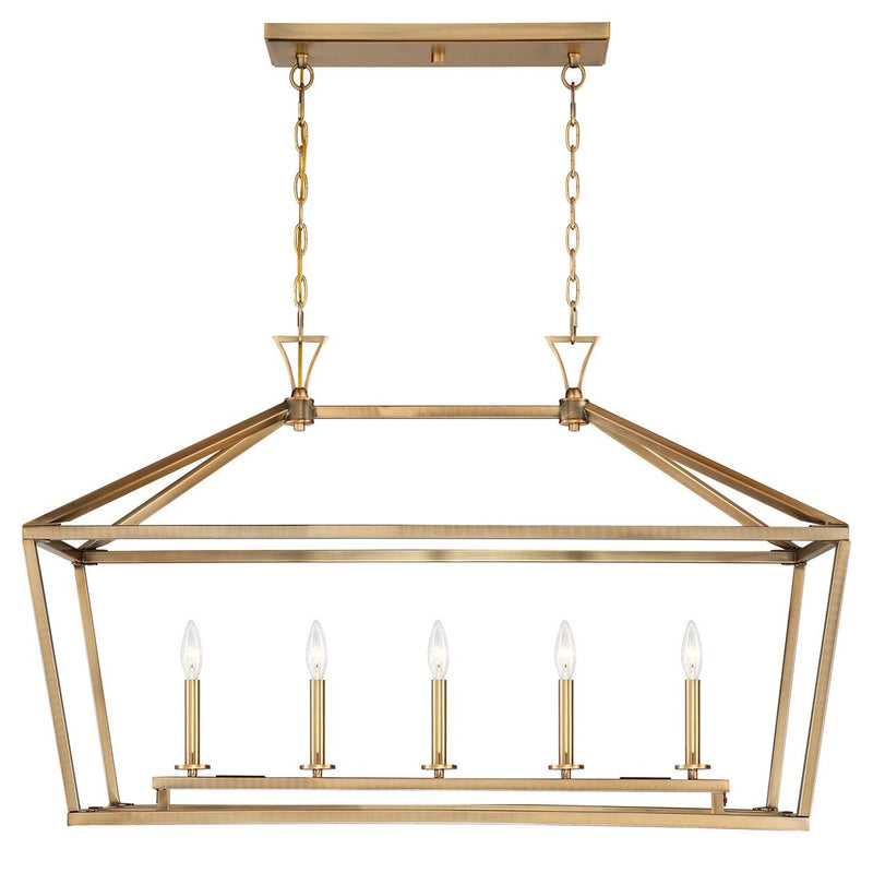 Townsend 5-Light Linear Pendant in Warm Brass