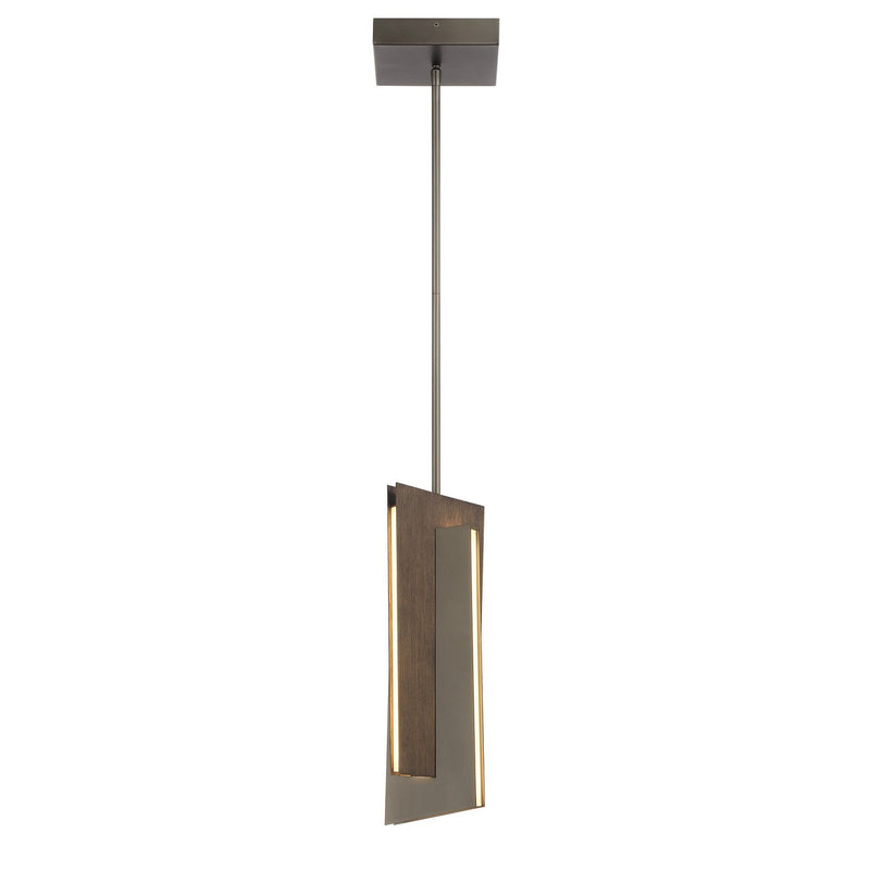 Intersezioni Short LED Mini Pendant in Midnight Iron and Faux Walnut