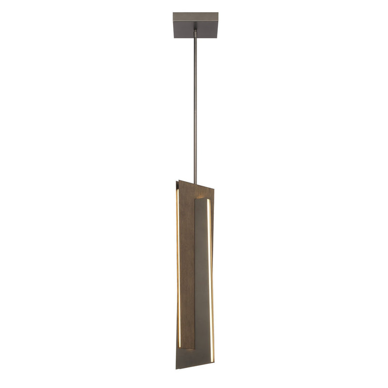Intersezioni Tall LED Mini Pendant in Midnight Iron and Faux Walnut