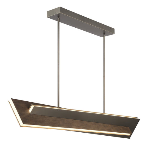 Intersezioni 50" LED Linear Pendant in Midnight Iron and Faux Walnut