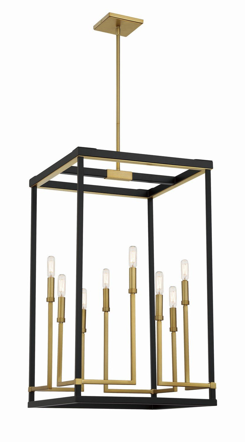 Union Estates Large 8-Light Pendant in Coal and Soft Brass