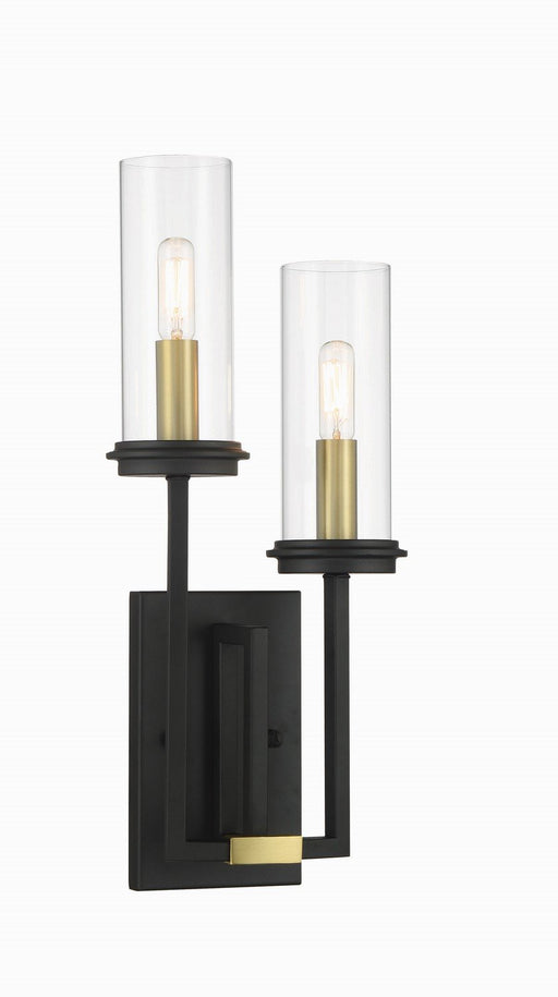 Hillstone 2-Light Wall Sconce in Sand Coal and Soft Brass