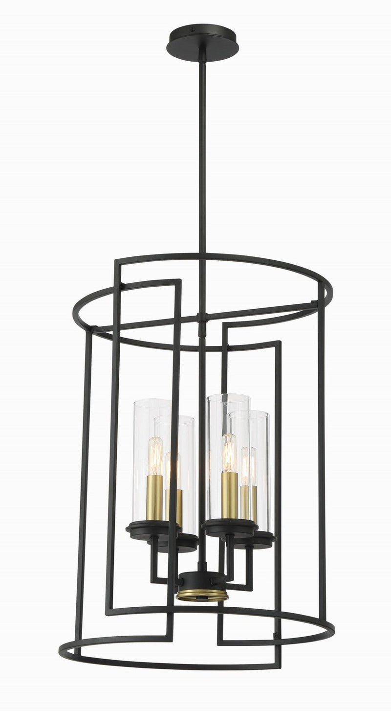 Hillstone 4-Light Pendant in Sand Coal and Soft Brass