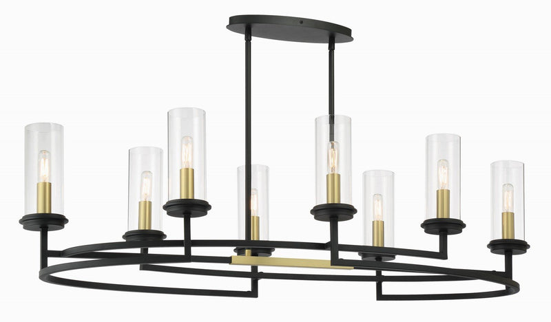 Hillstone 8-Light Linear Chandelier in Sand Coal and Soft Brass