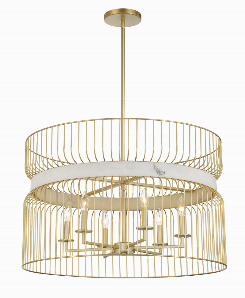Park Slope By Robin Baron 6-Light Chandelier in Nouveau Gold