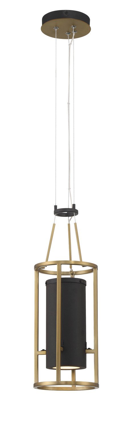 Levitation LED Mini Pendant in Sand Coal and Soft Brass