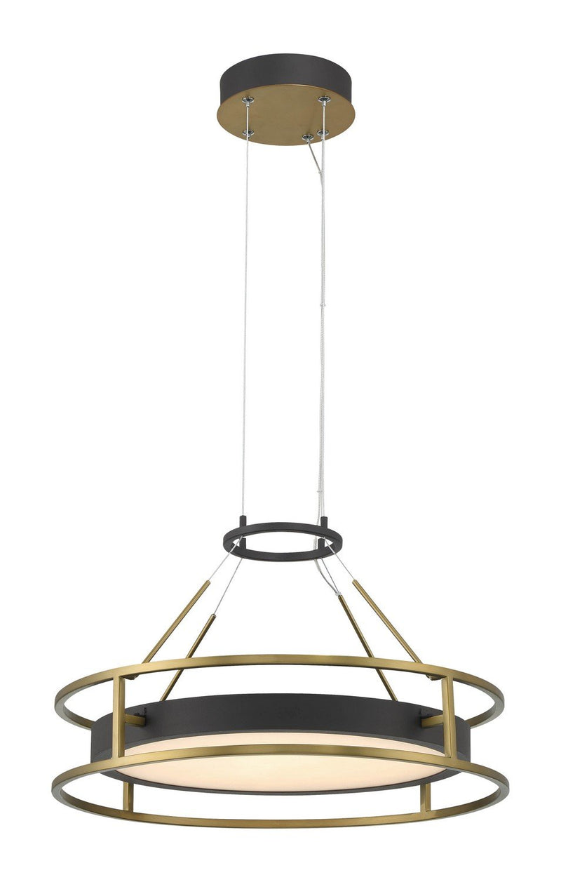Levitation 19" LED Pendant in Sand Coal and Soft Brass