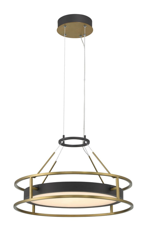 Levitation 19" LED Pendant in Sand Coal and Soft Brass