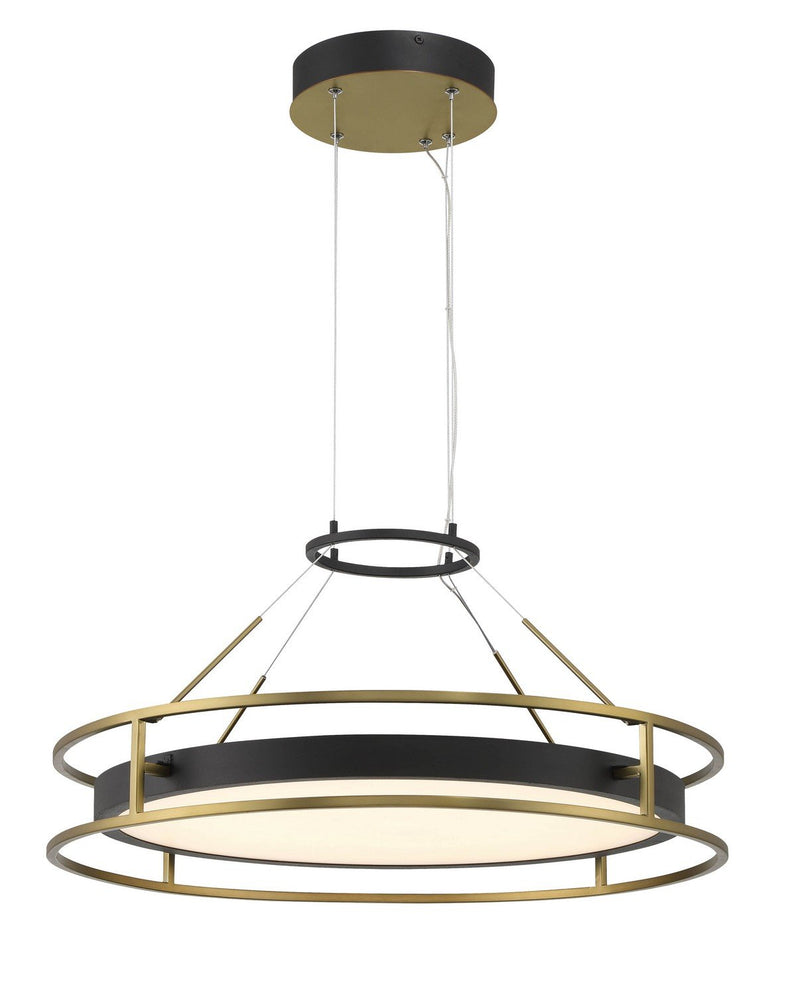 Levitation 25" LED Pendant in Sand Coal and Soft Brass