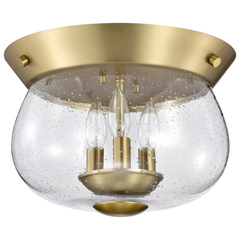 Boliver 3-Light Flush Mount in Vintage Brass