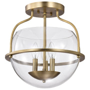 Amado 3-Light Semi-Flush Mount in Vintage Brass