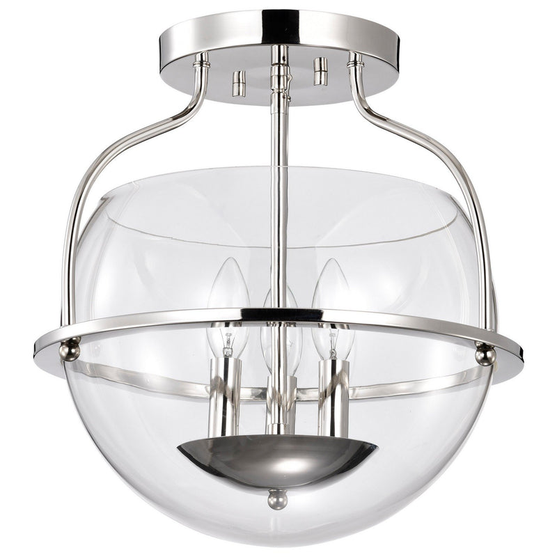 Amado 3-Light Semi-Flush Mount in Polished Nickel