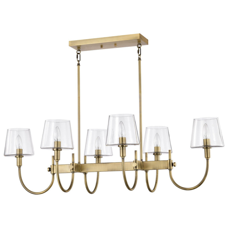 Brookside 6-Light Linear Pendant in Vintage Brass