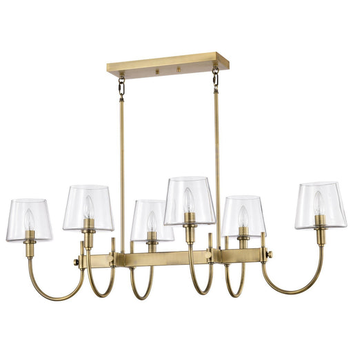Brookside 6-Light Linear Pendant in Vintage Brass