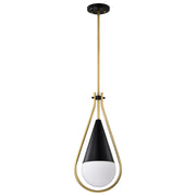 Admiral 6.5" Mini Pendant in Matte Black and Natural Brass