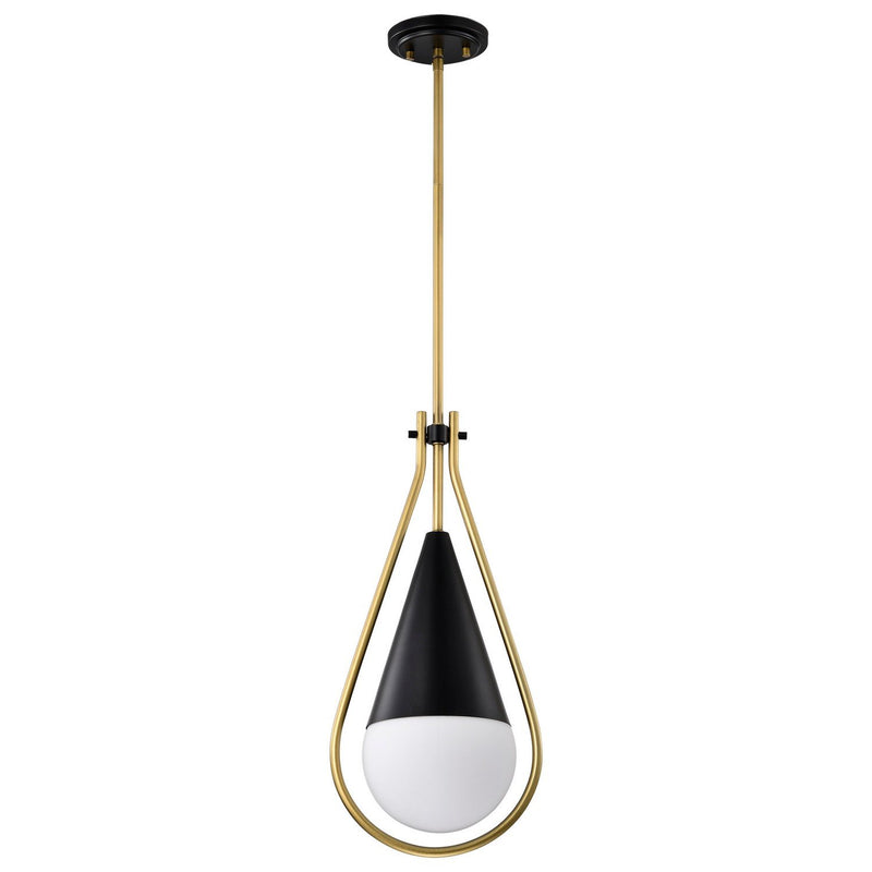Admiral 6.5" Mini Pendant in Matte Black and Natural Brass