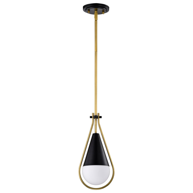 Admiral 10" Pendant in Matte Black and Natural Brass
