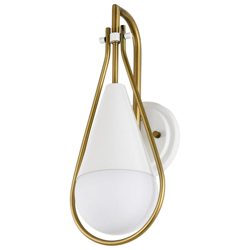 Admiral Wall Sconce in Matte White and Natural Brass