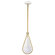 Admiral 6.5" Mini Pendant in Matte White and Natural Brass