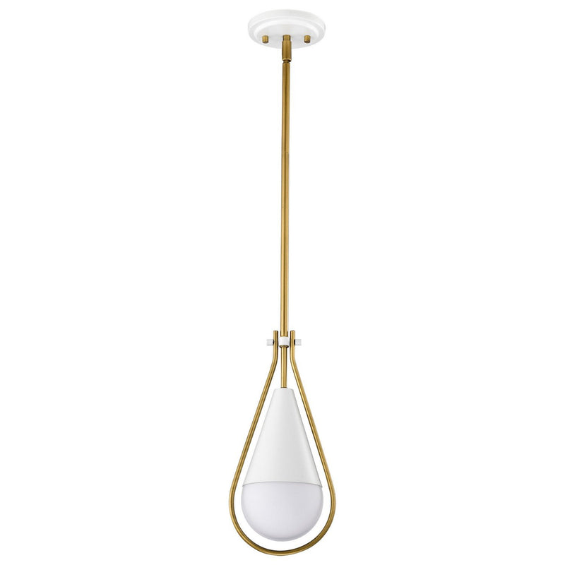 Admiral 6.5" Mini Pendant in Matte White and Natural Brass
