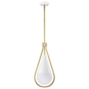 Admiral 10" Pendant in Matte White and Natural Brass