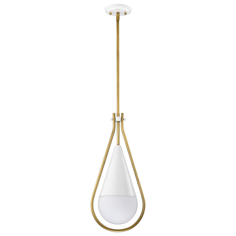 Admiral 10" Pendant in Matte White and Natural Brass