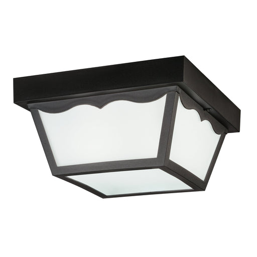 2-Light 10.5" Square Outdoor Flush Mount in Black