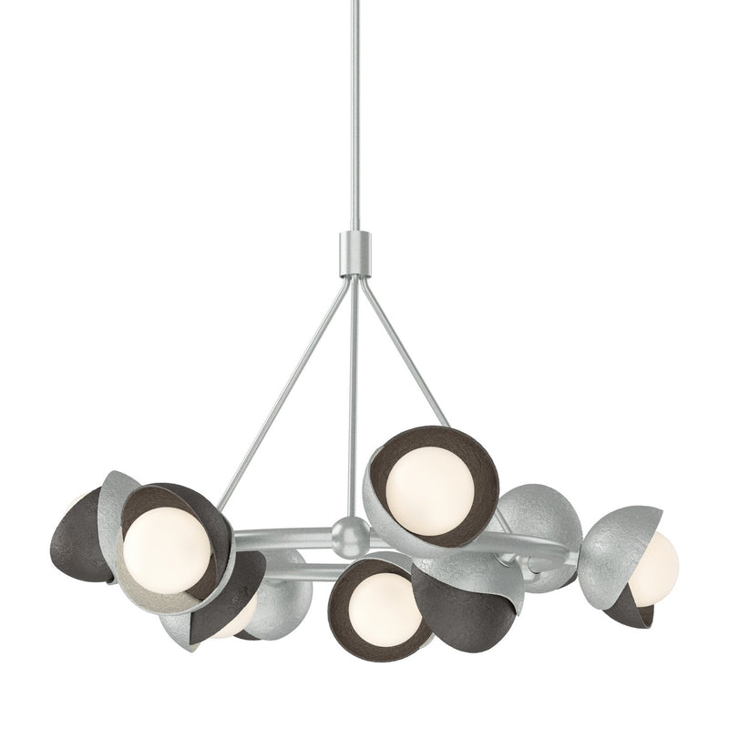 Brooklyn 9-Light Double Shade Ring Pendant in Vintage Platinum with Oil Rubbed Bronze Accent - 131068-SKT-MULT-82-14-GG0711 by Hubbardton Forge
