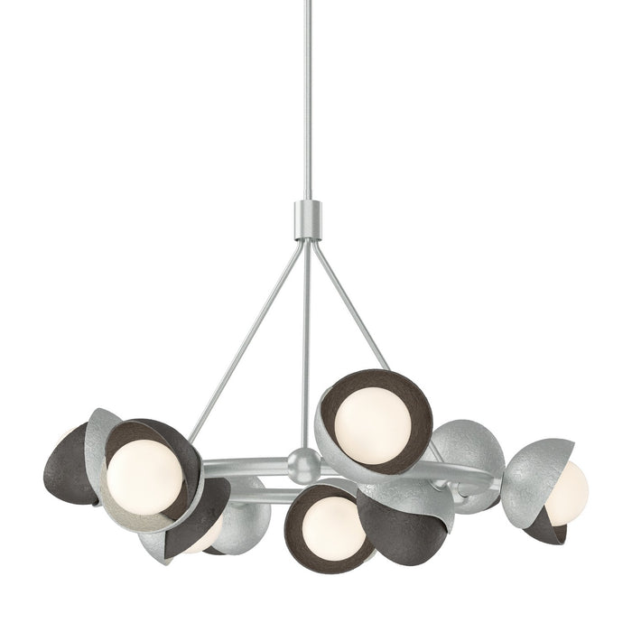 Brooklyn 9-Light Double Shade Ring Pendant in Vintage Platinum with Oil Rubbed Bronze Accent - 131068-SKT-MULT-82-14-GG0711 by Hubbardton Forge