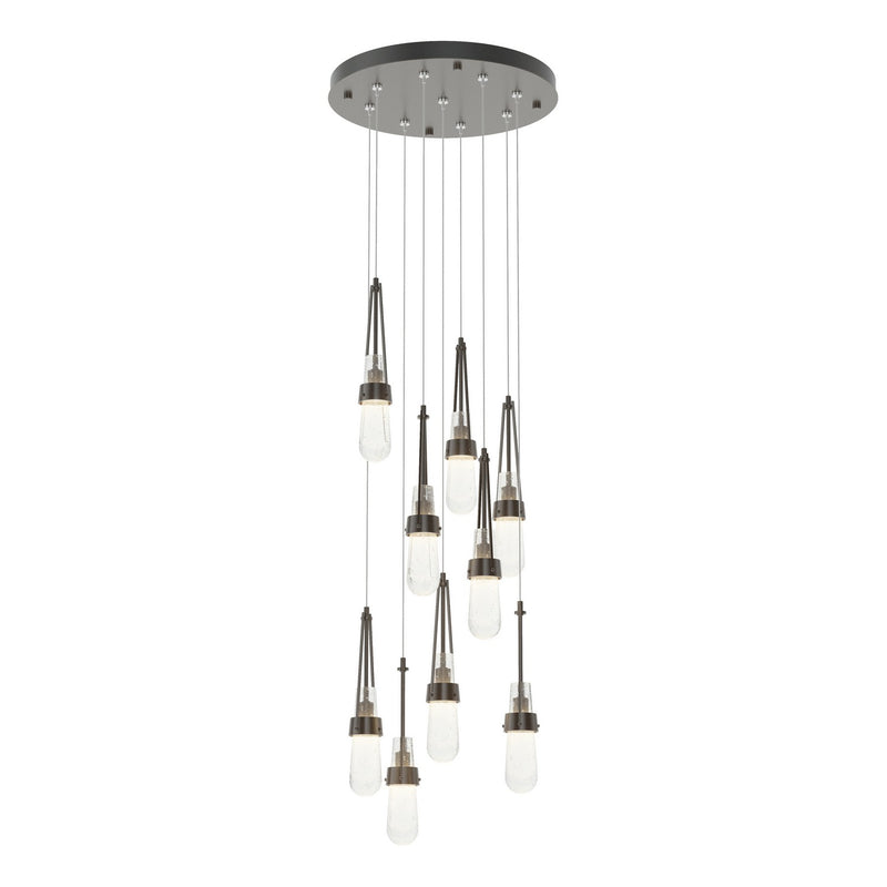 Link 9-Light Blown Glass Pendant in Oil Rubbed Bronze - 131100-SKT-STND-14-YG0434 by Hubbardton Forge