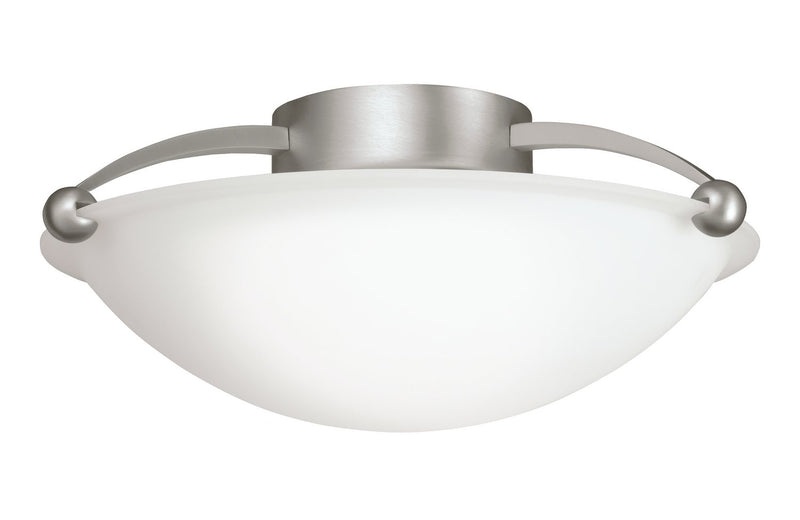 2-Light 15" Semi-Flush Mount with Satin Etched Glass in Brushed Nickel