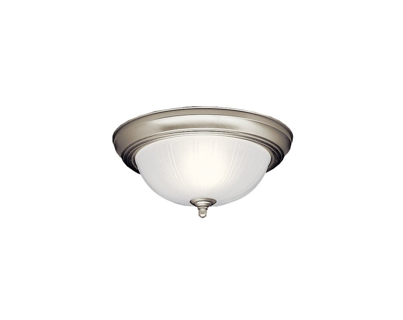2-Light Vintage-Style Flush Mount 11" in Brushed Nickel