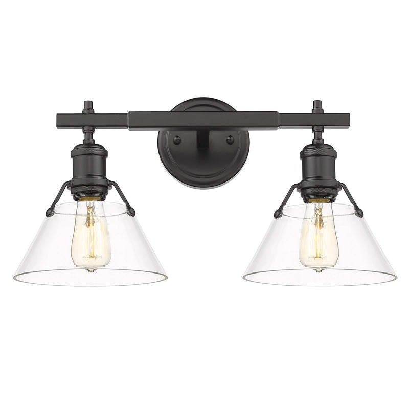 Orwell 2-Light Bath Vanity in Matte Black with Clear Glass Shades