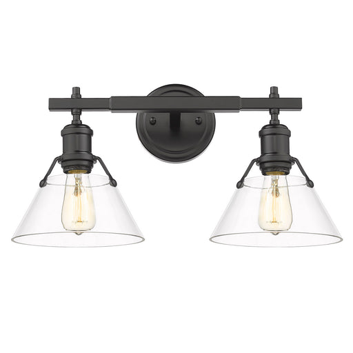 Orwell 2-Light Bath Vanity in Matte Black with Clear Glass Shades