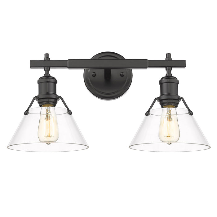 Orwell 2-Light Bath Vanity in Matte Black with Clear Glass Shades