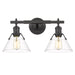 Orwell 2-Light Bath Vanity in Matte Black with Clear Glass Shades