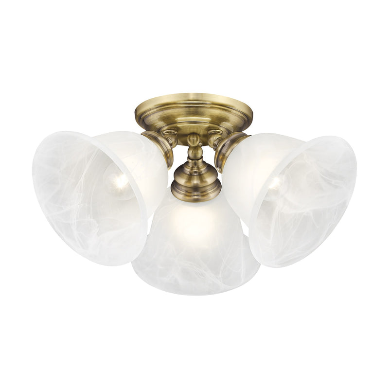 Essex 3-Light Semi-Flush Mount in Antique Brass