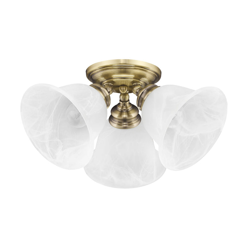 Essex 3-Light Semi-Flush Mount in Antique Brass