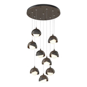 Brooklyn 9-Light Double Shade Pendant in Bronze with Natural Iron Accent - 131105-SKT-STND-05-20-GG0711 by Hubbardton Forge