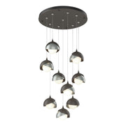 Brooklyn 9-Light Double Shade Pendant in Dark Smoke with Vintage Platinum Accent - 131105-SKT-STND-07-82-GG0711 by Hubbardton Forge