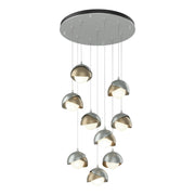 Brooklyn 9-Light Double Shade Pendant in Vintage Platinum with Soft Gold Accent - 131105-SKT-STND-82-84-GG0711 by Hubbardton Forge