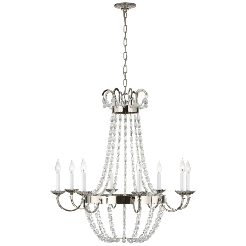 Paris Flea Market Large 8-Light Chandelier in Polished Nickel