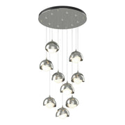 Brooklyn 9-Light Double Shade Pendant in Sterling with Sterling Accent - 131105-SKT-STND-85-85-GG0711 by Hubbardton Forge