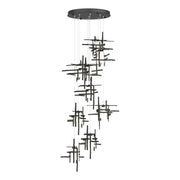 Tura 9-Light Frosted Glass Pendant in Black - 131109-SKT-STND-10-YC0305 by Hubbardton Forge