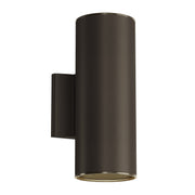 2-Light Cylinder Outdoor Wall Sconce 12" in Architectural Bronze