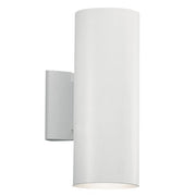 2-Light Cylinder Outdoor Wall Sconce 12" in White
