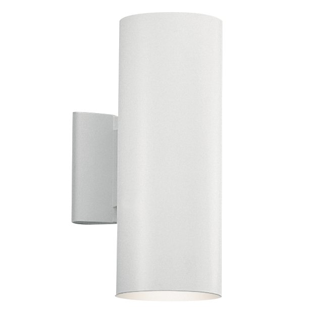 2-Light Cylinder Outdoor Wall Sconce 12" in White