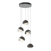 Brooklyn 5-Light Double Shade Pendant in Vintage Platinum with Dark Smoke Accent - 131125-SKT-STND-82-07-GG0711 by Hubbardton Forge