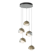 Brooklyn 5-Light Double Shade Pendant in Vintage Platinum with Soft Gold Accent - 131125-SKT-STND-82-84-GG0711 by Hubbardton Forge