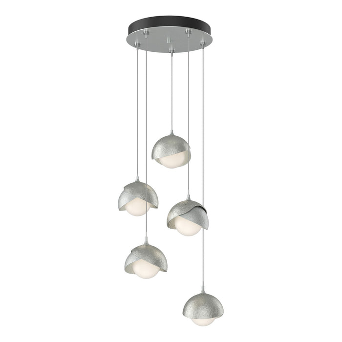 Brooklyn 5-Light Double Shade Pendant in Vintage Platinum with Sterling Accent - 131125-SKT-STND-82-85-GG0711 by Hubbardton Forge